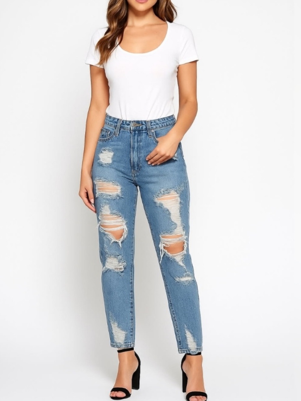 Juicy Couture Light Blue Distressed Skinny Jeans